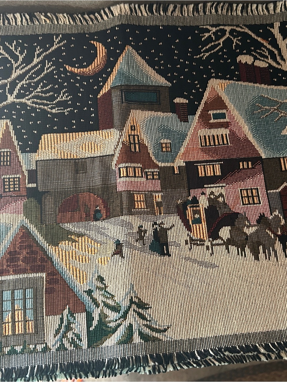 Woven Winter Village set of 4 placemats - Multi-Color